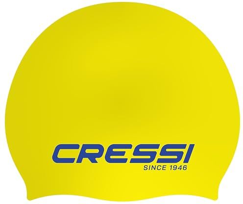 Cressi Ricky Jr Swim Cap 1X Junior Cuffia Junior per il Nuoto, Giallo/Blu, Taglia Unica