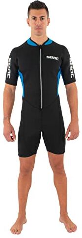 SEAC Look Man, Muta Corta per Snorkeling, Diving e attività in Acqua da Uomo, Neoprene 2.5 mm Men's, Nero/Blu, M