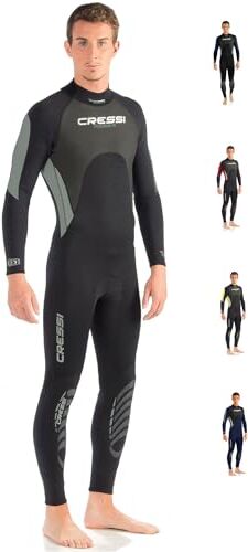 Cressi Morea Wetsuit Full 3 mm, Muta Monopezzo Neoprene Ultrastretch Uomo, Nero/Argento/Argento, XL/5