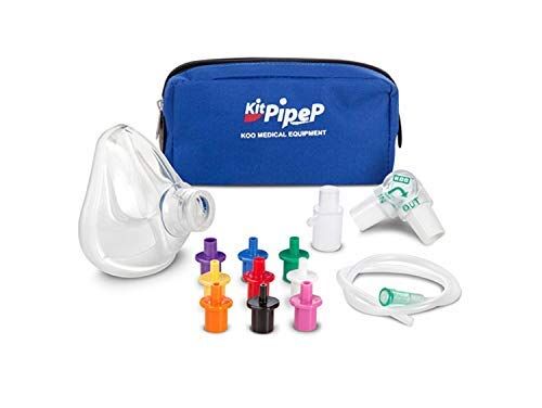 O2 Med Pipep kit per Pep Mask a 2 vie con maschera per la ginnastica respiratoria in fase inspiratoria ed espiratoria, con 9 resistori per la variazione di flusso (Adulto 6 + anni)