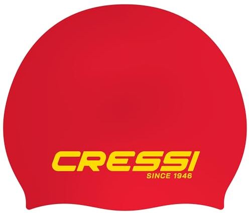 Cressi Ricky Jr Swim Cap 1X Junior Cuffia Junior per il Nuoto, Rosso/Giallo, Taglia Unica