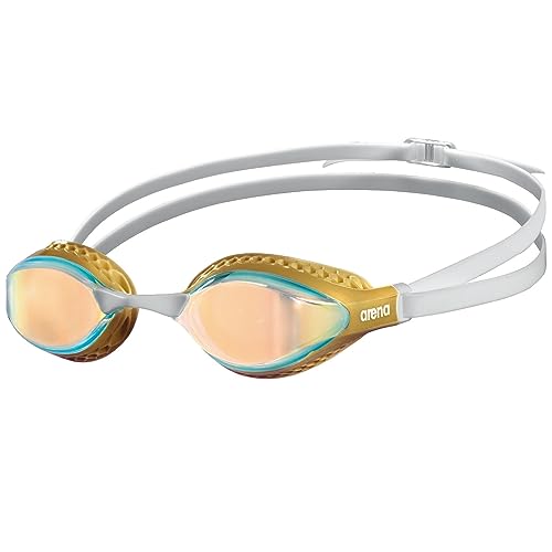 Arena Airspeed Mirror Occhialini Nuoto da Gara Anti-Appannamento Unisex Adulto, Occhialini Piscina con Ampie Lenti, Protezione UV, 3 Ponti Nasali Intercambiabili, Guarnizioni Air Seals