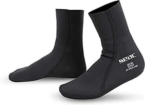 SEAC Prime, Calzari in Neoprene 2 mm, Foderati in Nylon, Calzini da Subacquea Unisex-Adult, Nero, XS