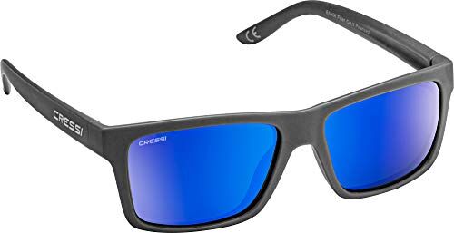 Cressi Bahia Floating Sunglasses, Occhiali Galleggianti Sportivi da Sole Unisex Adulto, Carbone/Lente Specchiate Blu, Unica