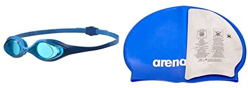 Arena Spider Junior Occhialini Nuoto Anti-Appannamento per Bambini, con Protezione UV, Ponte Nasale Autoregolante & Classic Silicone, Cuffia Unisex Adulto, Blu (Skyblue/White), Taglia Unica