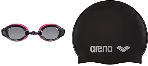 Arena Zoox-Fit, Occhialini Unisex Adulto, Nero (Pink/Smoke/Black), Taglia Unica & Classic Silicone, Cuffia Unisex Adulto, Nero (Black-Silver), Taglia Unica