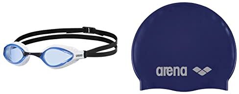 Arena Gafas Airspeed, Occhiali Da Nuoto Unisex Adulto, Multicolore (Blue-White), Taglia unica & Classic Silicone, Cuffia Unisex Adulto, Blu (Denim/Silver), Taglia Unica