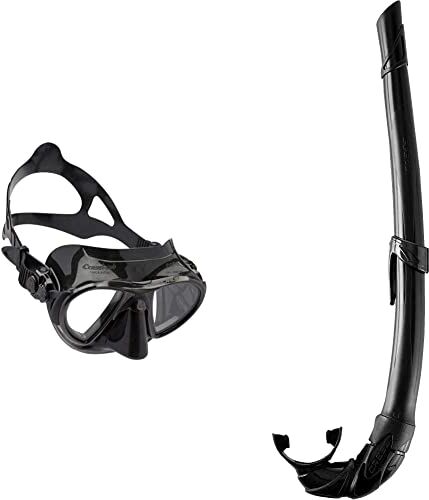 Cressi Nano, Maschera Subacquea Unisex & ndash; Adulto, Nero & Corsica, Snorkel Flessibile per Apnea, Pesca Subacquea, Snorkeling e Immersioni Unisex & ndash; Adulto, Nero/Nero, Taglia Unica