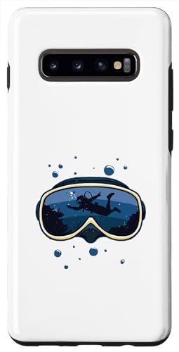 Scuba Diving Mask with Scuba Diver Swimming Custodia per Galaxy S10+ Maschera per immersioni subacquee con nuoto subacqueo