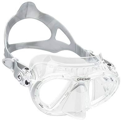 Cressi Nano, Maschera Subacquea Professionale Unisex – Adulto, Trasparente Crystal/Bianco