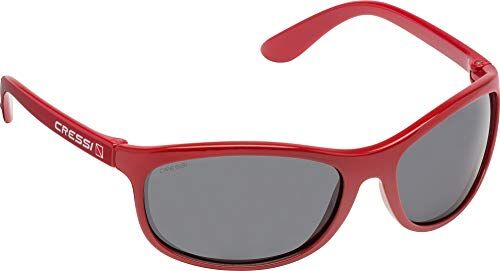 Cressi Rocker Floating Sunglasses, Occhiali da Sole Galleggianti con Custodia Uomo, Rosso/Lenti Fumé, Unica