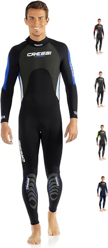 Cressi Morea Wetsuit Full 3 mm, Muta Monopezzo Neoprene Ultrastretch Uomo, Nero/Blu/Argento, L/4