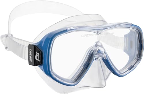 Cressi Ondina Jr, Maschera Subacquea a Vetro Unico Unisex Bambini, Trasparente/Blu, Taglia Unica