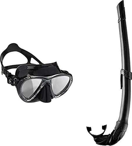 Cressi Big Eyes Evolution, Maschera Subacquea di Alta qualità Unisex & Corsica, Snorkel Flessibile per Apnea, Pesca Subacquea, Snorkeling e Immersioni Unisex – Adulto, Nero/Nero