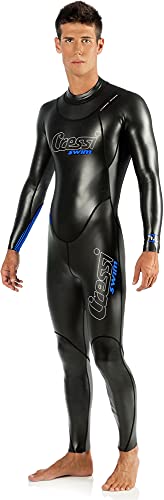 Cressi Triton Man all in One Swim Wetsuit 1.5mm, Muta Monopezzo da Nuoto, Neoprene Alta Densita, Glide Skin da 1.5 mm Uomo, Nero/Blu, M/3