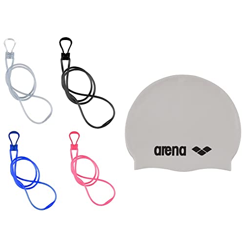 Arena Strap Nose Clip PRO, Tappanaso con Cinturino Unisex Adulto, Multicolore (Assorted), Taglia Unica & Classic Silicone, Cuffia Unisex Adulto, Bianco (White/Black), Taglia Unica