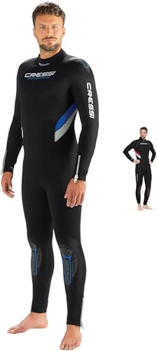 Cressi Castoro Man Monopiece Wetsuit 5 or 7mm, Muta Subacquea Uomo in Neoprene High Stretch Disponibile in 5 o 7 mm, Nero/Blu 7mm, 3XL