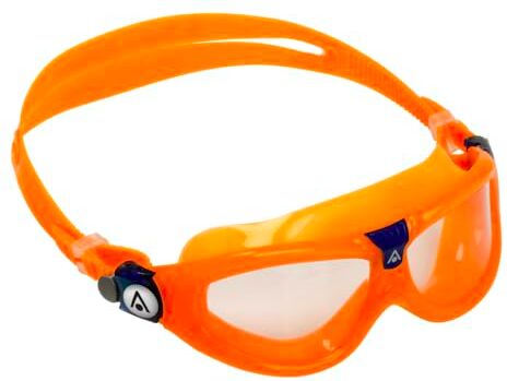 Aqua Sphere Seal Kid 2 Occhialini Da Nuoto Arancione e Blu, Lente Trasparente