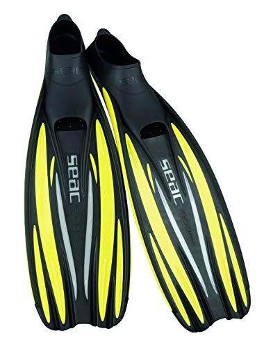 SEAC F 100 PRO, Pinne da Subacquea Leggera a Scarpetta Chiusa, per Immersioni e Snorkeling Unisex Adulto, Giallo, 42/43 EU