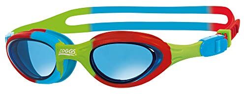 Zoggs Super Seal Junior, Occhialini da Nuoto Unisex Kids, Rosso/Blu Verde/Tinta, 6-14 Anni