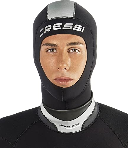 Cressi Draget Hood Man 5mm Cappuccio Mute Uomo in Neoprene Nero 5mm per Immersioni, Snorkeling, Nuoto, e altri Sport Acquatici, M-3/4