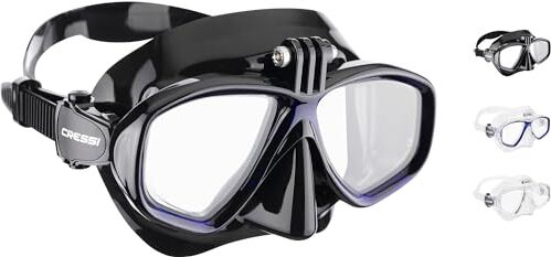 Cressi Action, Maschera Subacquea Unisex – Adulto, Nero Blu, Taglia Unica