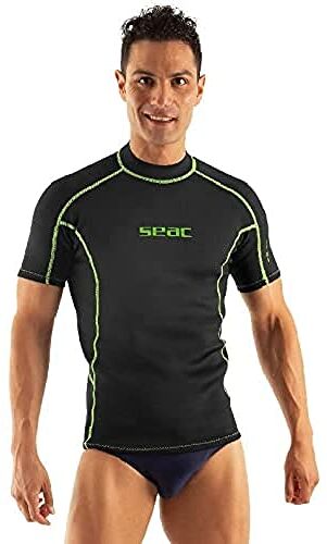 SEAC Fit Short Maglia in Neoprene 2 mm a Maniche Corte Ottima Come Sottomuta da Sub o Rash Guard da Surf e Nuoto, Nero, L