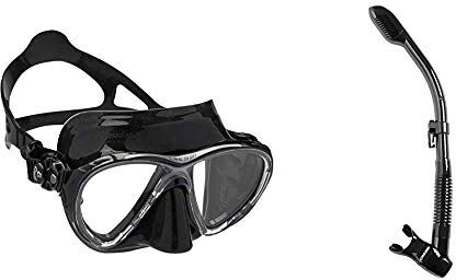 Cressi Big Eyes Evolution Silicone, Maschera Subacquea di Alta qualità Unisex – Adulto, Nero/Nero, Taglia Unica & Dry Snorkel, Unisex – Adulto, Nero, Taglia Unica