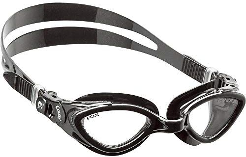 Cressi Fox Goggles, Occhialini Premium per Nuoto, Piscina, Triathlon e Sport Acquatici Unisex-Adulto, Nero/Lenti Chiare, Taglia Unica