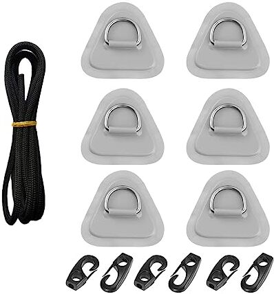 TAZIZI 6 anelli a D in acciaio inox per barca gonfiabile, kayak, tavola da surf, paddle, kayak, anelli a D, kit di riparazione per stand up paddleboard paddle