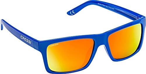 Cressi Bahia Floating Sunglasses, Occhiali Galleggianti Sportivi da Sole Unisex Adulto, Blu Royal/Lente Specchiate Arancio, Unica