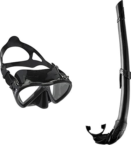 Cressi Lince, Maschera Unisex & ndash; Adulto, Nero, Taglia Unica & Corsica, Snorkel Flessibile per Apnea, Pesca Subacquea, Snorkeling e Immersioni Unisex & ndash; Adulto, Nero/Nero, Taglia Unica