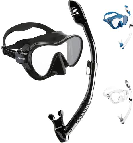 Cressi F1 Combo Combo Set Maschera Frameless F1 + Snorkel Dry per Immersioni e Snorkeling, Nero, Taglia Unica, Unisex Adulto