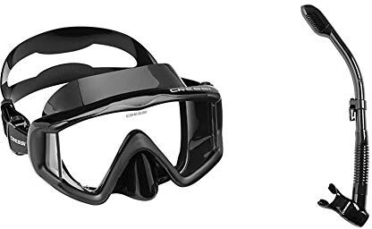 Cressi Liberty 3, Maschera per Immersioni, Apnea e Snorkeling, Disponibile in Versione Due/Tre Vetri Unisex Adulto, Nero/Nero, Taglia Unica & Dry Snorkel, Unisex – Adulto, Nero, Taglia Unica