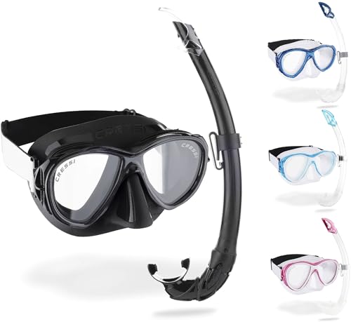 Cressi Samoa & Mexico Combo Set Maschera Samoa + Snorkel Mexico Immersioni e Snorkeling, Nero/Nero, Taglia unica, Unisex Adulto