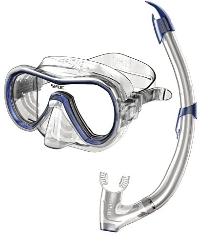 SEAC Set Giglio Valve, Set Snorkeling con Maschera Subacquea e Snorkel con Valvola di Spurgo Acqua per Adulti e Ragazzi