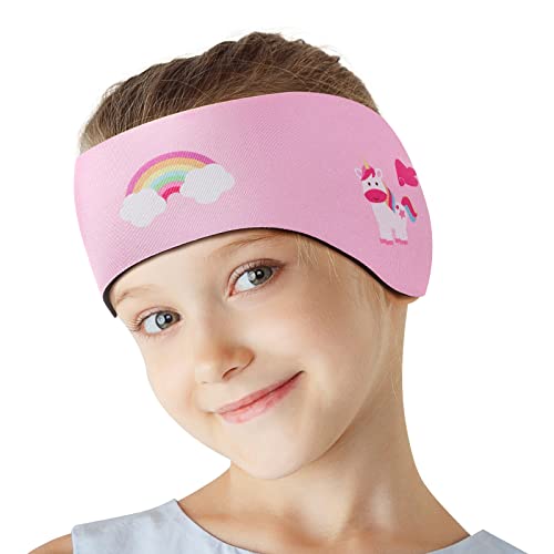 HeySplash Fascia Elastica da Nuoto per Orecchi, Fascia Regolabile Paraorecchie Impermeabile, Tappi per Orecchie per Nuoto, Fascia Sportiva in Neoprene per Bambini per Surf Sci Nautico, M Rosa