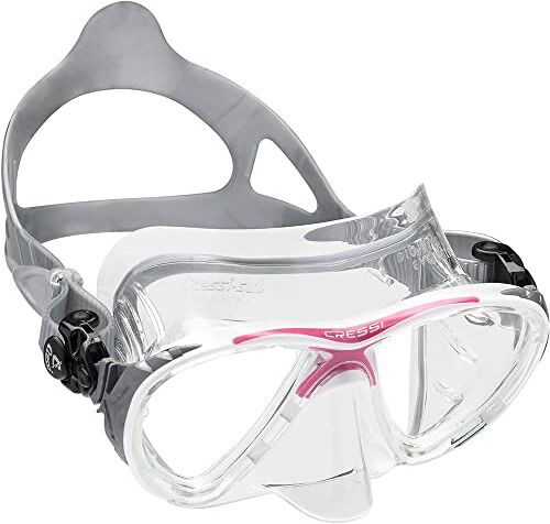 Cressi Big Eyes Evolution Silicone Crystal, Maschera Subacquea di Alta qualità Unisex-Adulto, Trasparente Crystall/Rosa, Taglia Unica