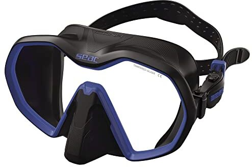 SEAC Icona, maschera monolente Made in Italy per la subacquea realizzata con tecnologia frameless e facciale sovrastampato,nero/violet, standard