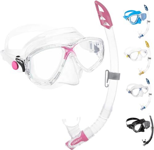 Cressi Marea Vip Combo Set Maschera Marea + Snorkel Mexico Immersioni e Snorkeling Trasparente/Rosa, Taglia Unica, Unisex Adulto