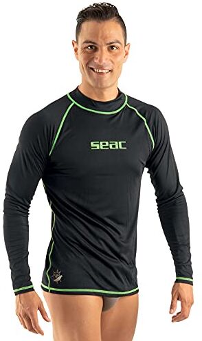 SEAC T-Sun Long Maglia Protettiva Rash Guard per Snorkeling e Nuoto Anti UV, Uomo, Nero, M