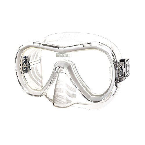 SEAC Giglio, Maschera Snorkeling e Immersione Subacquea Adulto Monolente, Taglia Regolare, Trasparente/Bianco