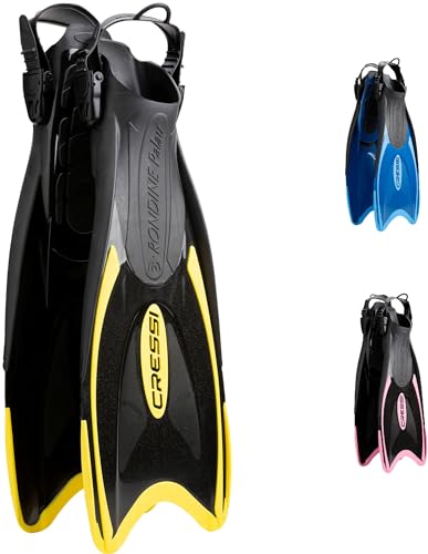 Cressi Palau Fins, Pinne Regolabili per Immersioni, Apnea e Snorkeling Adulto e Bambino, Nero/Giallo, 38/41 EU