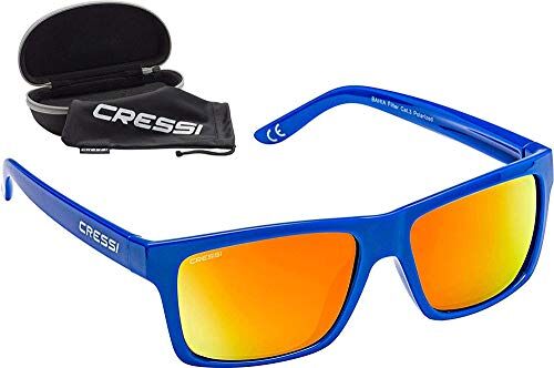 Cressi Bahia Floating, Occhiali Galleggianti Sportivi da Sole Polarizzati con Protezione UV 100% Unisex Adulto, Blu Royal/Lente Specchiate Arancio