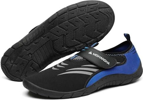 Mishansha Scarpe da Scoglio Uomo Donna Scarpe da Mare Asciugatura Rapida Scarpe da Spiaggia Antiscivolo Scarpe Acqua Leggere Scarpe da Nuoto Surf Vela Canottaggio Blu Cobalto,Gr.40