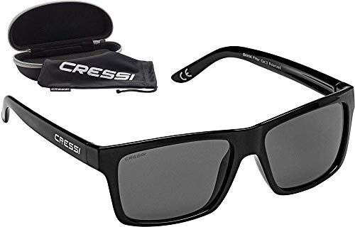 Cressi Bahia Floating, Occhiali Galleggianti Sportivi da Sole Polarizzati con Protezione UV 100% Unisex Adulto, Nero/Lente Fume