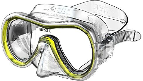 SEAC Giglio MD, Maschera Snorkeling e Immersione Subacquea Adulto Monolente, Taglia Piccola, Trasparente/Giallo