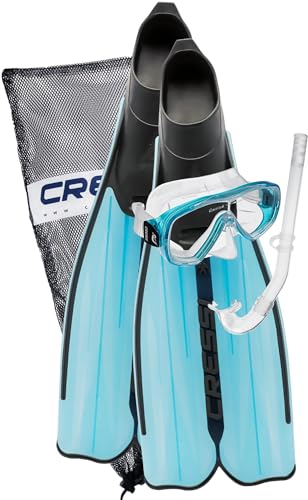 Cressi Rondinella Bag Set Set Pinne, Maschera e Snorkel, Unisex – Adulto, Acquamarina, 43/44