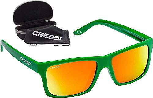 Cressi Bahia Floating, Occhiali Galleggianti Sportivi da Sole Polarizzati con Protezione UV 100% Unisex Adulto, Verde Kelly/Lente Specchiate Arancio