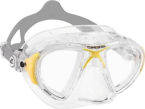 Cressi Nano, Maschera Subacquea Unisex – Adulto, Trasparente Crystal/Giallo